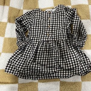 Black and Gold Thread Checkered Dress